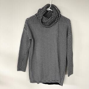 Cabi Black / White Cowl Neck Knit Sweater (Size Small)